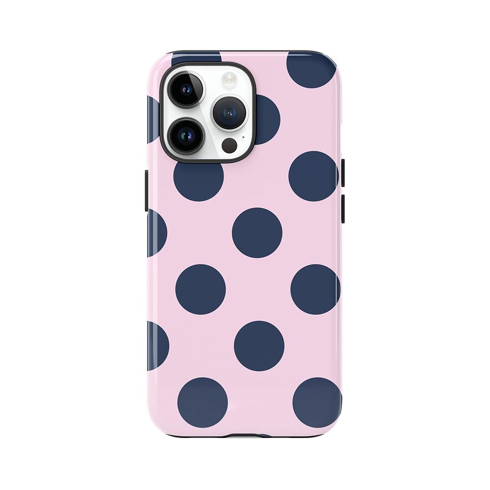 Luxury Clmj Pink Big Polka Dot Brown Phone Case for iPhone 17 16 15 14 13 12 11 X XS XR XSMAX Air Pro Max Plus Double-layer Back