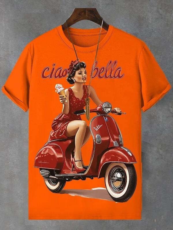 Sommer Neue Mode Trend T-Shirt Ciao Bella Buchstaben Druck Einfach Lässig Kurzarm T-Shirts Streetwear Unisex T-Shirts Y2k Oberteile
