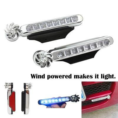 1 ks Větrem poháněné 8 LED Denní svícení do auta Varovné světlo do mlhy Automatický světlomet