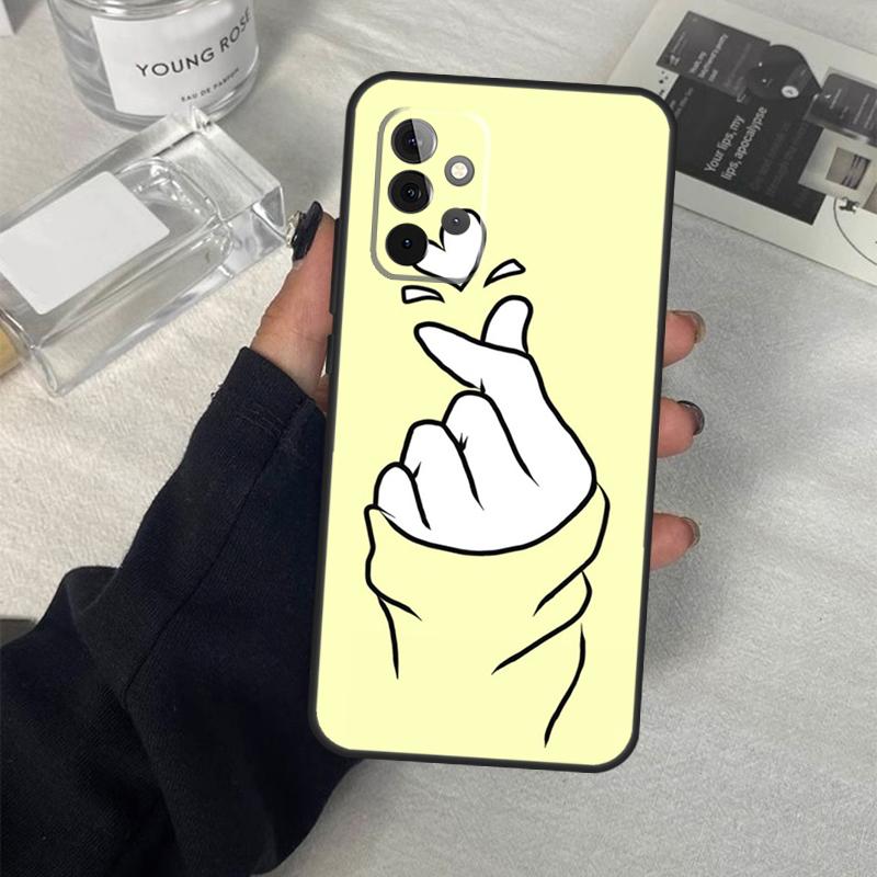 Kpop Hand Finger Heart Case For Samsung Galaxy A55 A35 A15 A52 A32 A12 A16 A26 A36 A56 A53 A33 A13 A14 A34 A54 A17