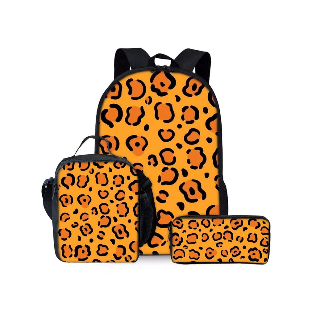 Animal Texture Print Three Piece Backpacks Set for Boy and Girls Best Gifts 2D Flat Cartoon School Bag for Children