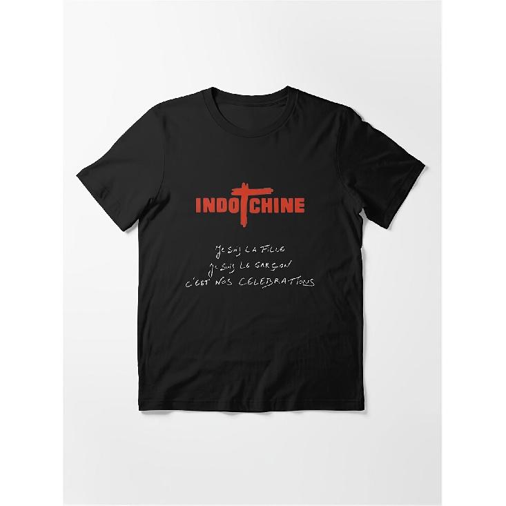 Men'S Indochine French Lyrics Music T-Shirt | 100 Black With Song Print, Crew Neck, Casual Style, Suitable For Concerts, Machine Washable, All-Season