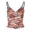 Shemoda Fashion Style Sexy All-Match Lace Patchwork Tiger Stripe Pattern V-neck Lace Spaghetti-Strap Camisole Top Women's Clothing