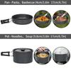 Camping Cookware Set Lightweight Portable Pan Kettle Cups Spoon Fork Cutter for Picnic Hiking Teapot Cookware Travel Cooking Set