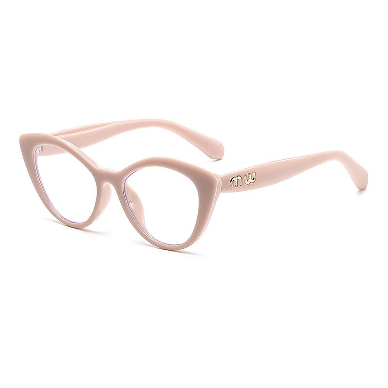 14532 Trendy Cat Eye Classic Glasses Frame 2024 New Fashion Anti-Blue Flat Glasses Unisex