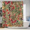 Lyxigt blommigt duschdraperi med fjärilar Badrumsinredning för Hem Kök, Vattentätt Tyg i Rött, Grönt, Rosa Gult C