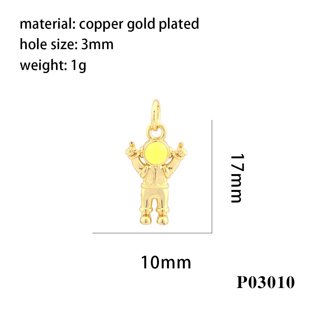 18K Gold Plated Astronaut Pendant Necklace with Drip Oil and Micro-Inlay Design