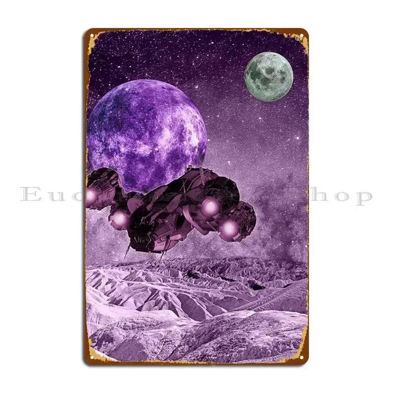 Alien Spaceship Metal Signs Plaques Printed Living Room Club Bar Wall Cave Tin Sign Poster 20x30cm(7.8x11.8inch)