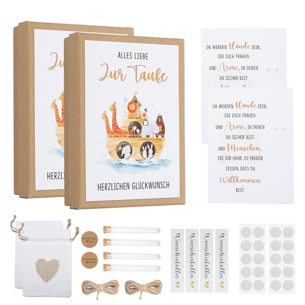 2Set Wish Fulfiller Present Box Set Creative Wish Filler Money Present Box Kit with Sticker Pendant and Test Tube for Birthday