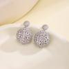 Nidin Light Luxury 3D Ball Drop Earrings For Women Shiny Baguette Cubic Zirconia Paved Round Wedding Party Prom Jewelry Gifts