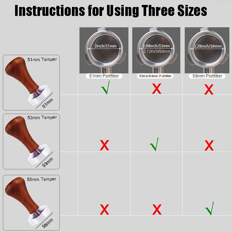 New Coffee Press, Powder Hammer, Beech Wood Handle, Stainless Steel Powder Hammer, 51/53/58mm Italian Coffee Machine Tool