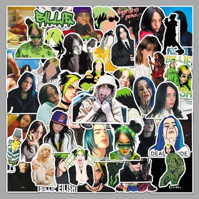 50 Billie Eilish Waterproof Singer Star Decorative Stickers, 