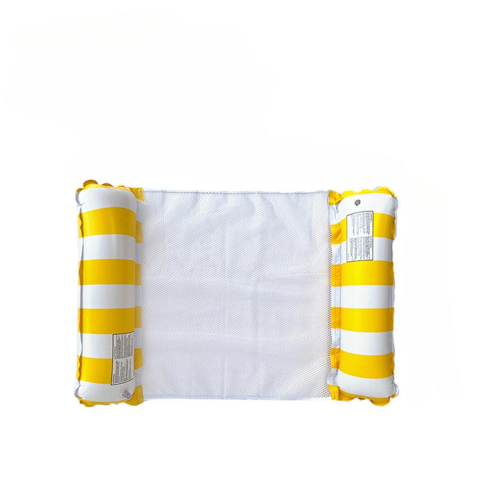 

1Pc Inflatable Water Hammock With Mesh, Foldable Striped Pattern Floating Bed, Water Recliner, For Pool Party, Beach Fun жёлтый