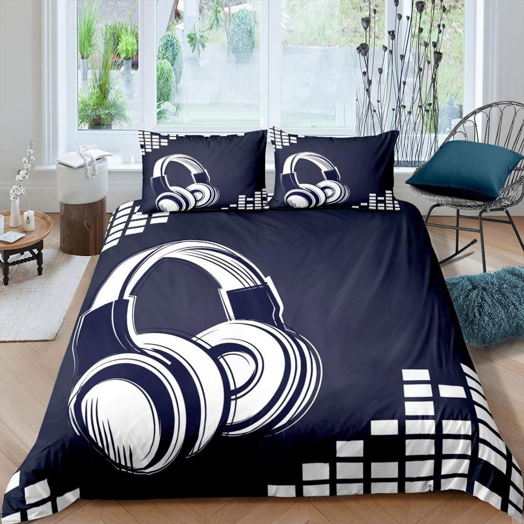 Black White Piano Keys Musical Symbols 3D Printed Bedding Set Cozy Duvet Cover King Queen Twin Size Birthday Gift Bedroom Decor