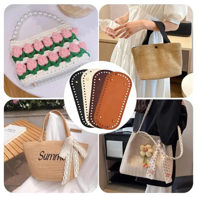 Knitted Bag Long Bottom Pu Leather Bag Bottom Handmade Bottom With Holes Diy Crochet Bag Bottom Accessories