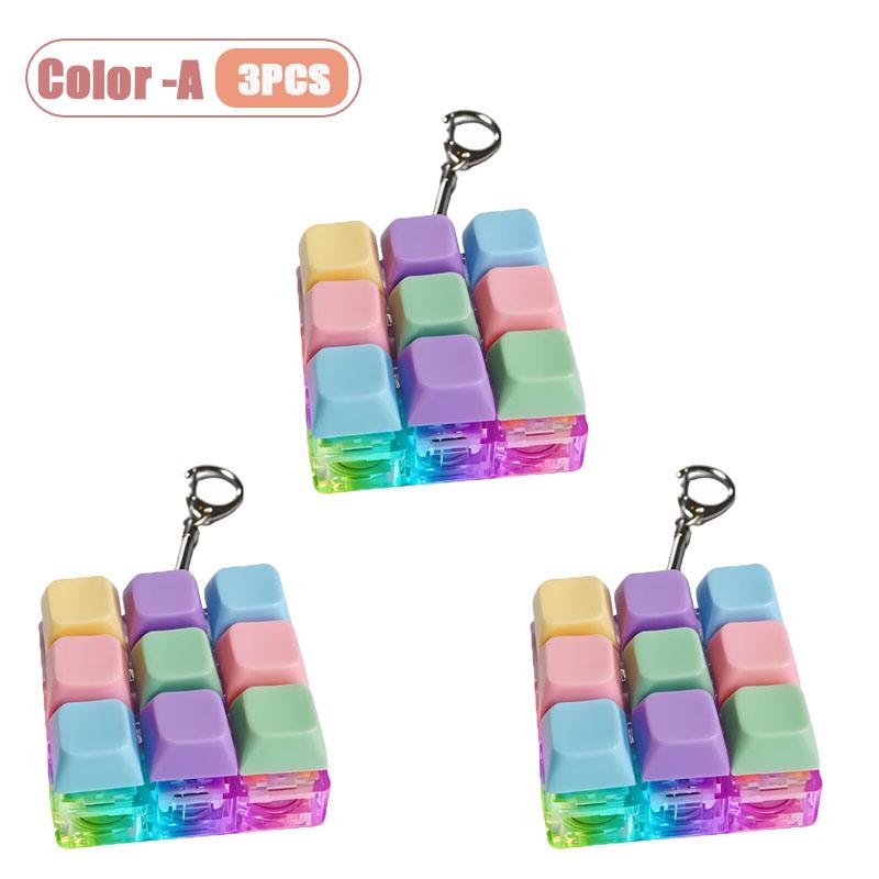 Mechanical Keyboard Switch Tester Keychain Fidget with LED Light DIY Keycap Stress Relief Clicker for Office Desk Anxiety Gift