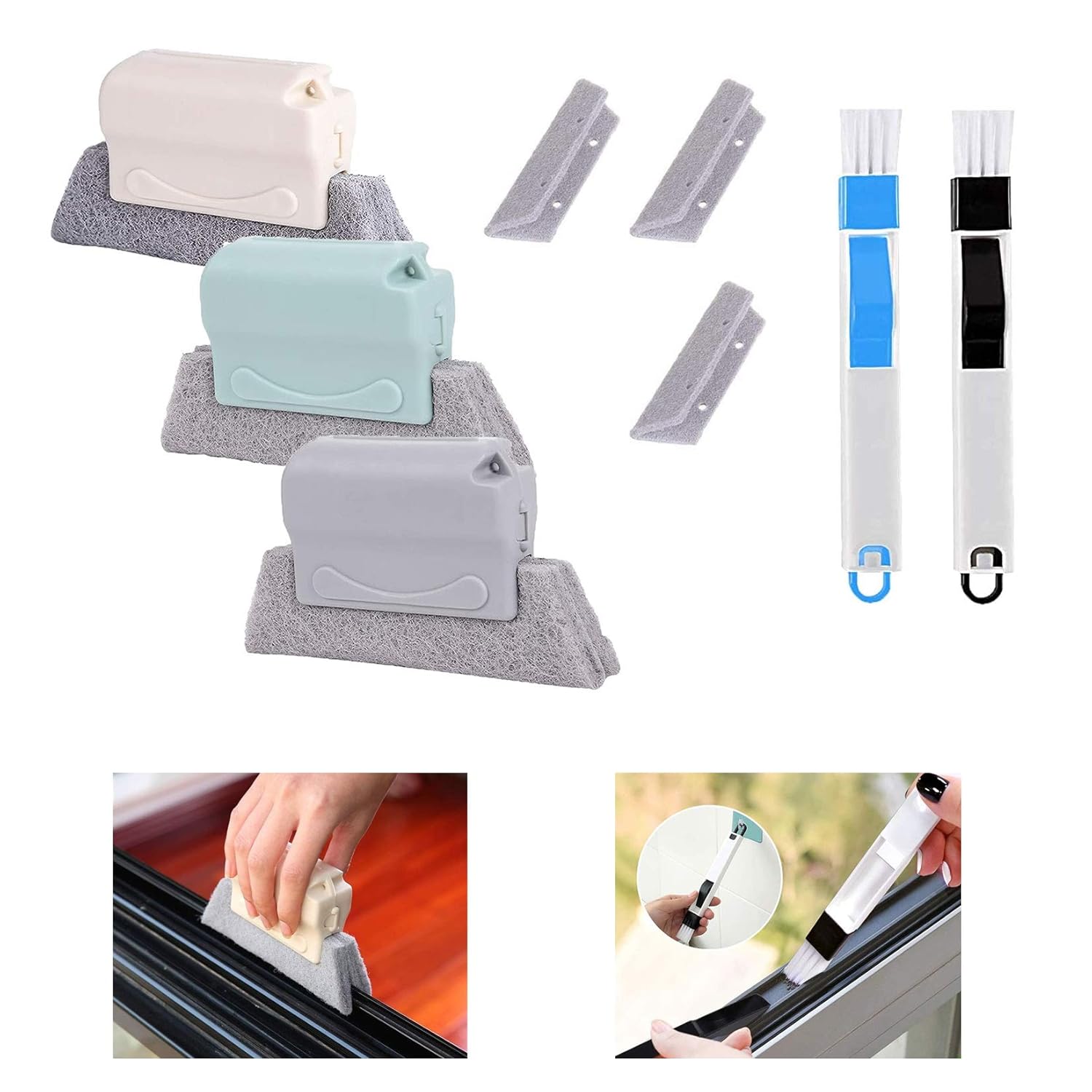 

Window Groove Cleaning Brush Set Magic Window Track Cleaning Tools, Tile Lines Brush, Window Blind Duster