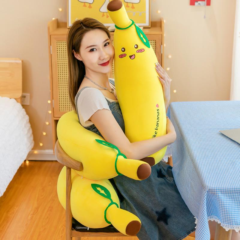 Banana Pillow Doll Plush Toy Fruit Pillow Girl Sleeping on Bed Super Soft Doll Gift