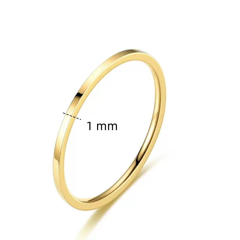 1-2mm Thin Stackable Ring for Women Stainless Steel Gold Plated Plain Wedding Band Comfortable Fit Size 5-10# Fashion Jewelry
