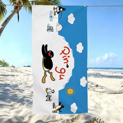 Cute Cartoon Penguin Printed Beach Towel Ultra Soft Odor Free Microfiber Towel Swimming Pool Beach Accessories
