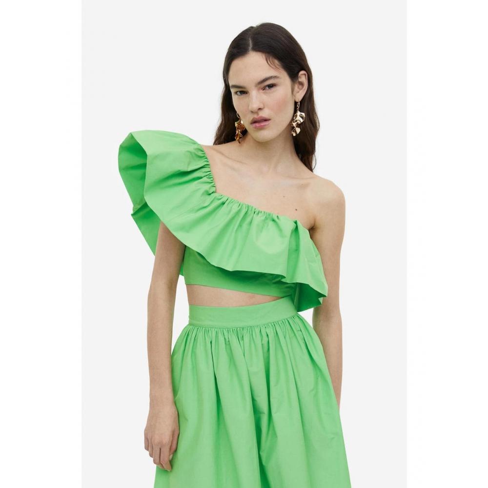 

H&M Flounce One Shoulder Top Bright Green 1162514001