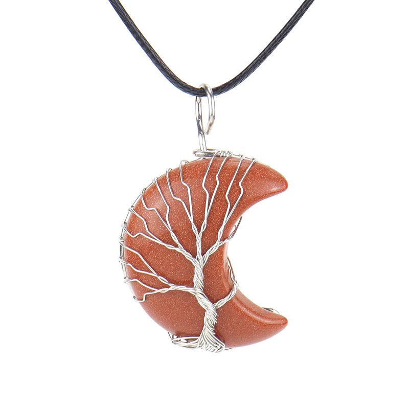 Handmade Winding Moon Natural Stone Winding Tree Of Life, Necklace, Fortune Tree Necklace N535