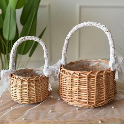 Ornamental Rattan Useful Wear-resistant Rattan Woven Lace Flower Basket Plant Basket