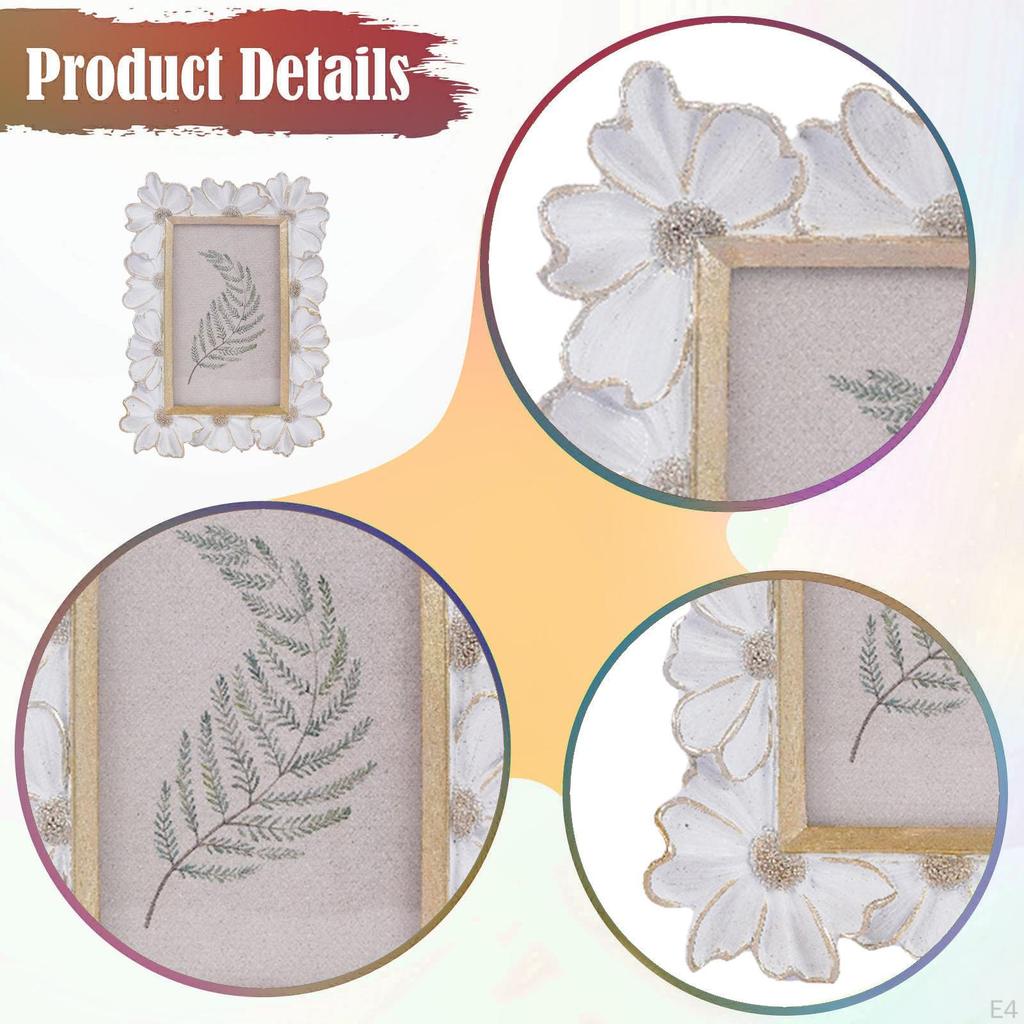 Decorative Resin Photo Frame , Vintage Holder for Classic European Ornament, Floral