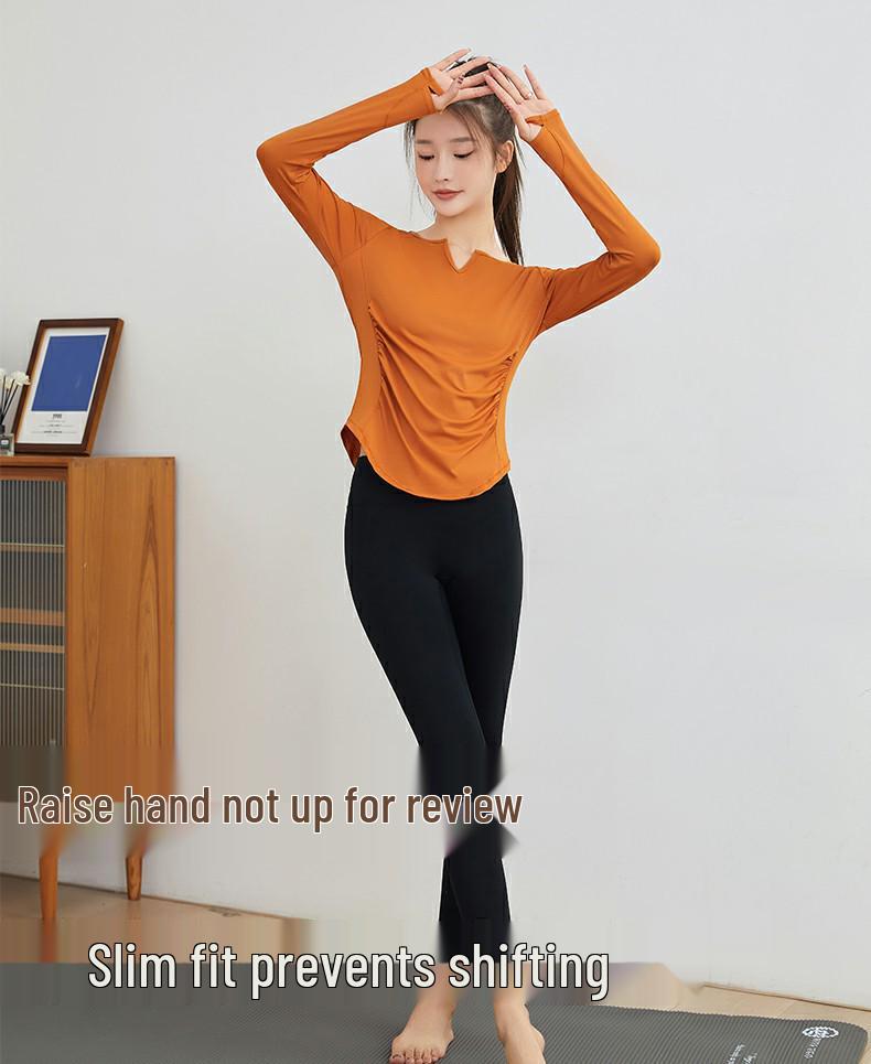 Damen Slim Fit Schnelltrocknendes Yoga-Top - Langärmliger Casual Überwurf für Herbst/Winter Fitness