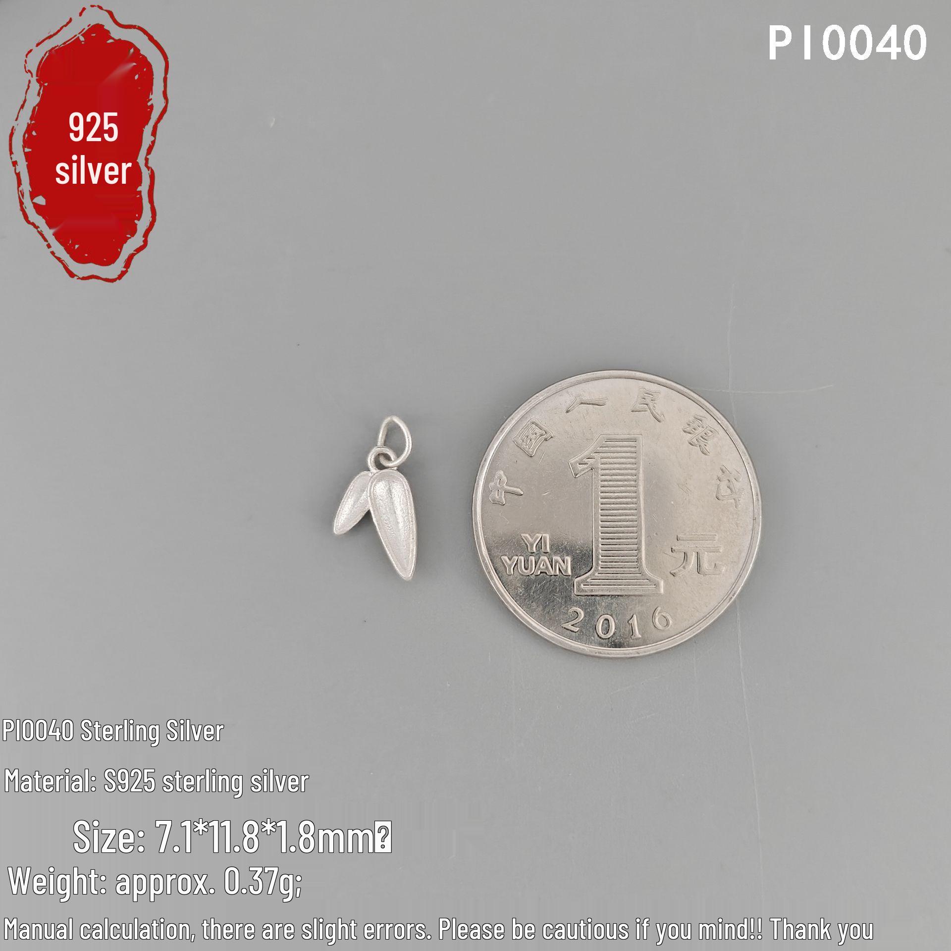 S925 Sterling Silver Retro Bamboo Leaf Charm Pendant Accessory