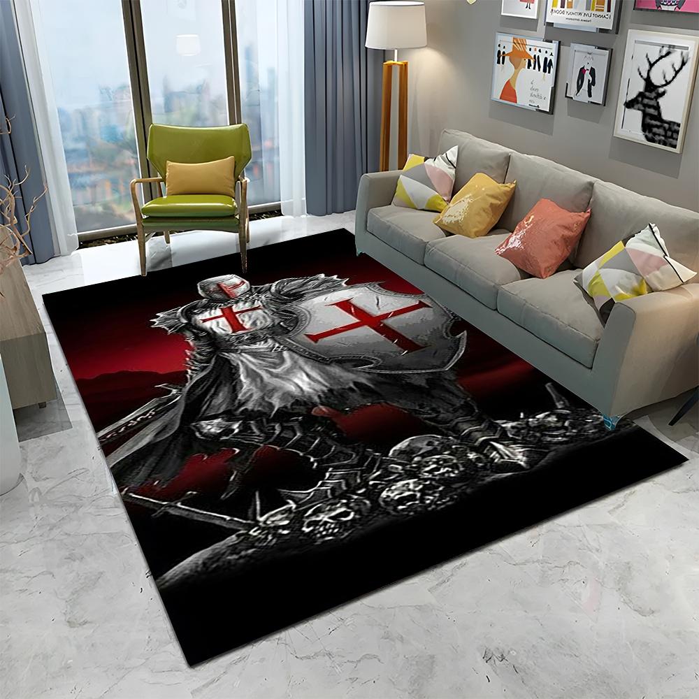 Rycerz Templariusz Krzyżowiec Gry Dywanik do Domu Salonu Sypialni Sofy Wycieraczka Dekoracja, Dywanik Obszarowy Antypoślizgowa Mata Podłogowa