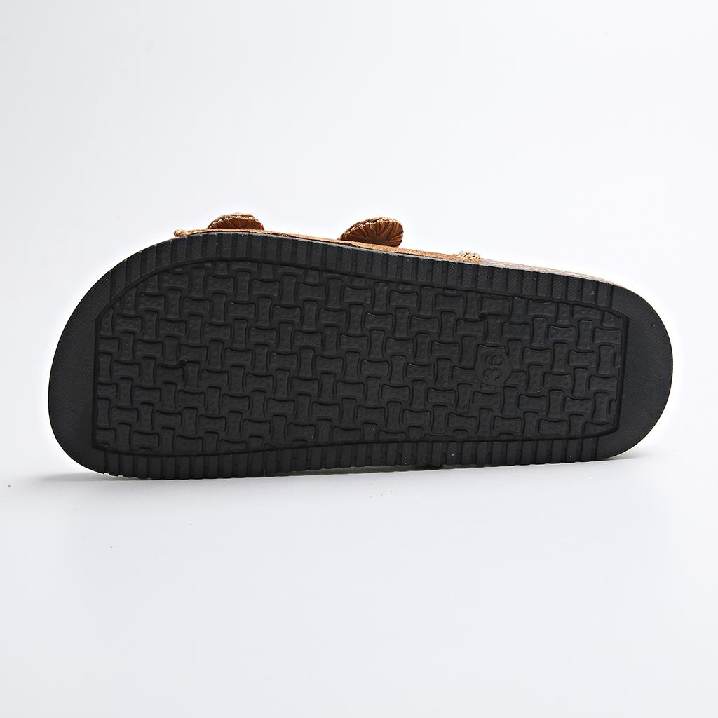 Aphixta Sewing Brown Sandals For Women Outdoor Casual Flip-flops Vacation Beach Shoes With Buckle Women Cork Footbed Slides