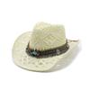 UV Protection Ethnic Tassel Natural Grass Handwoven Straw Western Cowboy Hat Unisex Outdoor Sun Protection Sun Visor Sun Hat