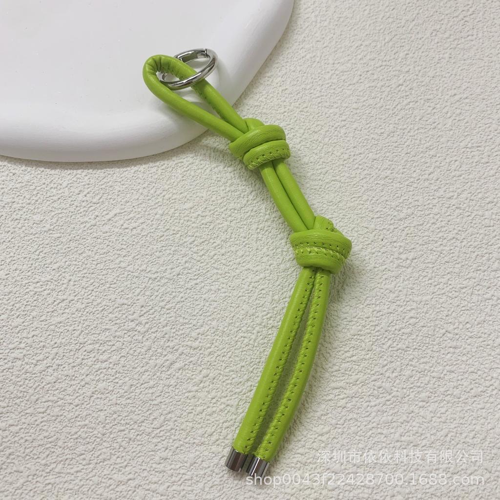 New DIY Leather Keychain Pendant Niche Simple Candy Color Leather Rope Woven Bag Pendant Is Versatile and Casual