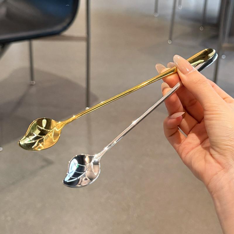 304 Stainless Steel Mixing Spoon Long Handle Dessert Spoon Milk Tea Honey Spoon Coffee Spoon Soup Spoon Lengthened Spoon