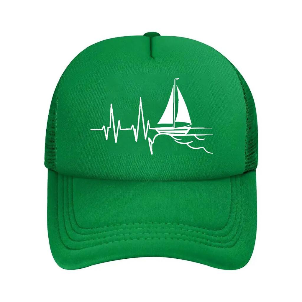 Classic Sailboat Structured Front Panel Machine Washable Textile Hat for Outdoor Casual Formal E  Mesh Baseball Cap