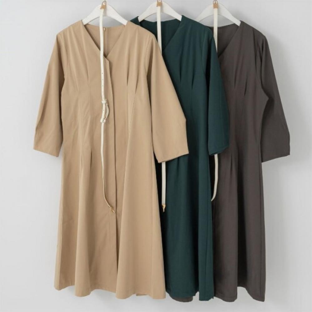 New ArriVals Open Run Green V Neck Shirt Dress