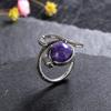 Snake Shaped Vintage Ring Natural Labradorite Ring 10*12MM Turquoise Moonstone Retro Gift for Women Men Fine Jewelry