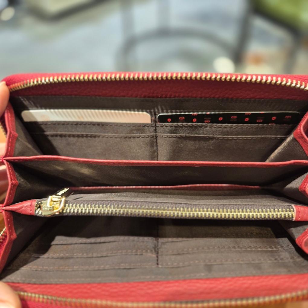 Moncross 8061RE3 Zippered Tassel Calfskin Long Wallet