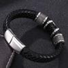 Trendy Jewelry Handmade Leather Chain Weaved Man Bracelets Fashion Clasp Bangle Stainless Steel Wristband