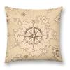 Vintage Nautical Map Linen Pillow Cover - Compass Design, Perfect Home Decor, Soft Cozy, Unique Gift Idea, Retro Style
