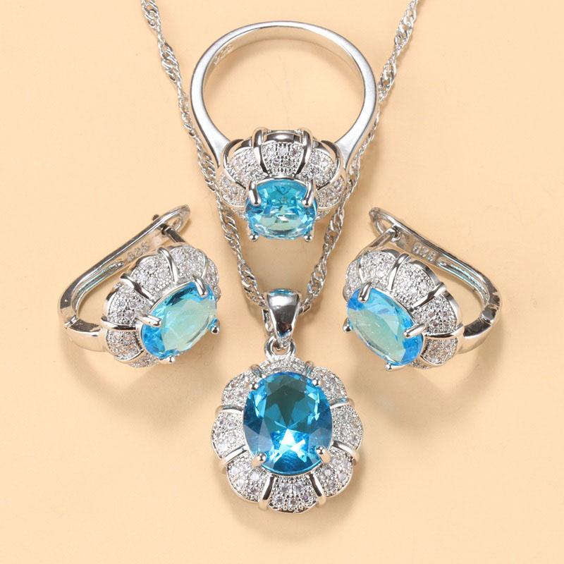 Elegant Women Magic Zirconia Jewelry Luxury Wedding Ring Set Ring Clip Earrings Necklace And Pendant