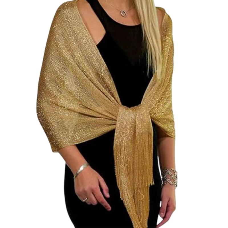 Women Formal Evening Stole With Glittering Silver Design For Bridal Wedding And Evening Party Dresses Accessory