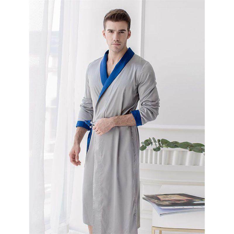 Silks and Satins Nightgown Women's Spring & Fall Bridal Gown Men's and Women's for Couple Long Pajamas Women's Thin Fancy Ice Silk Bathrobe