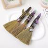 Handmade Witch Broom Ornaments Natural Broom Craft Crystal Column Point Stone Broom  Psychic
