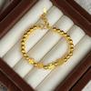 Pure Gold Light Luxury Design Sense European and American Style Four-leaf Clover Light Bead Bracelet for Women