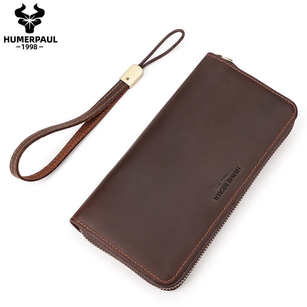 Humerpaul Pánská kožená peněženka Long Wallet Clutch Bag Taška na mobilní telefon