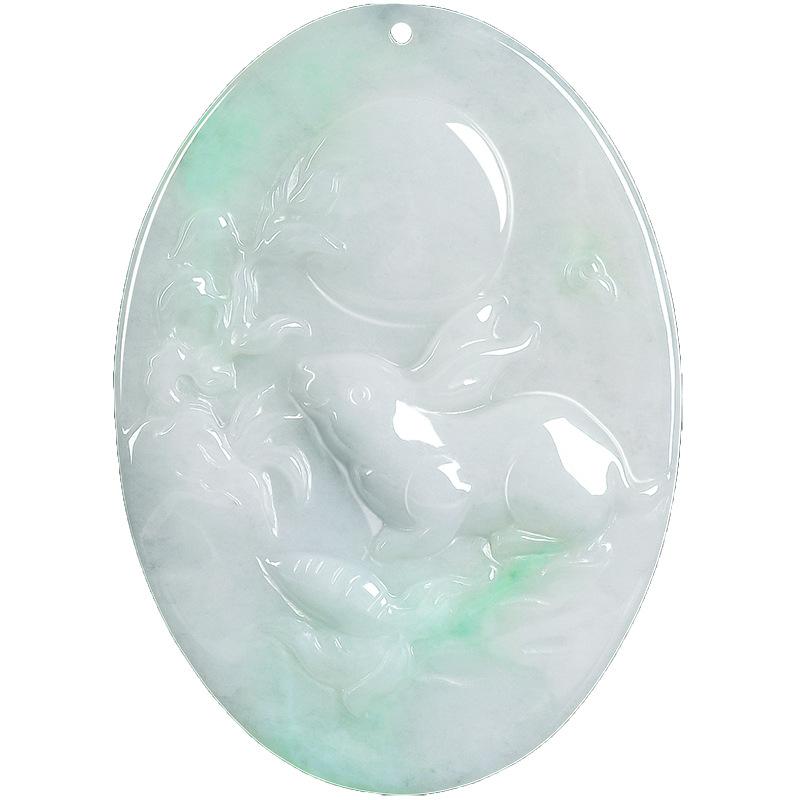 Natural Burmese Grade-A Jade Rabbit Zodiac Ethnic Pendant Ornament for Men and Women