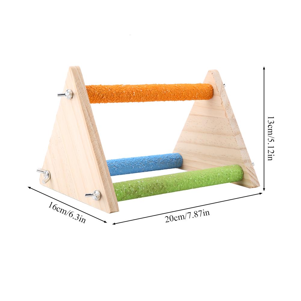 Bird Wooden Perch Wooden Platform Natural Wood Stand Toy Branch for Birds(Triangle)