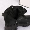 Booties 2025 New Korean Style Fleece-Lined Autumn Winter High-Top Cotton Shoes Women's Boots High Heel Mid-Calf Bootsins